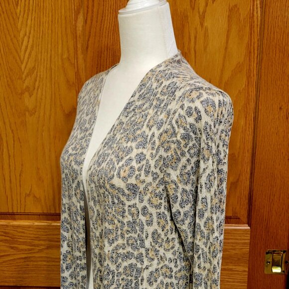 Another Reason Longline Duster Length Cardigan Boho Animal Print Open Front Sz L - Picture 4 of 13